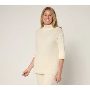 Peace Love World Cotton Elbow Sleeve Turtleneck Sweater Pristine,X-Small  #34A